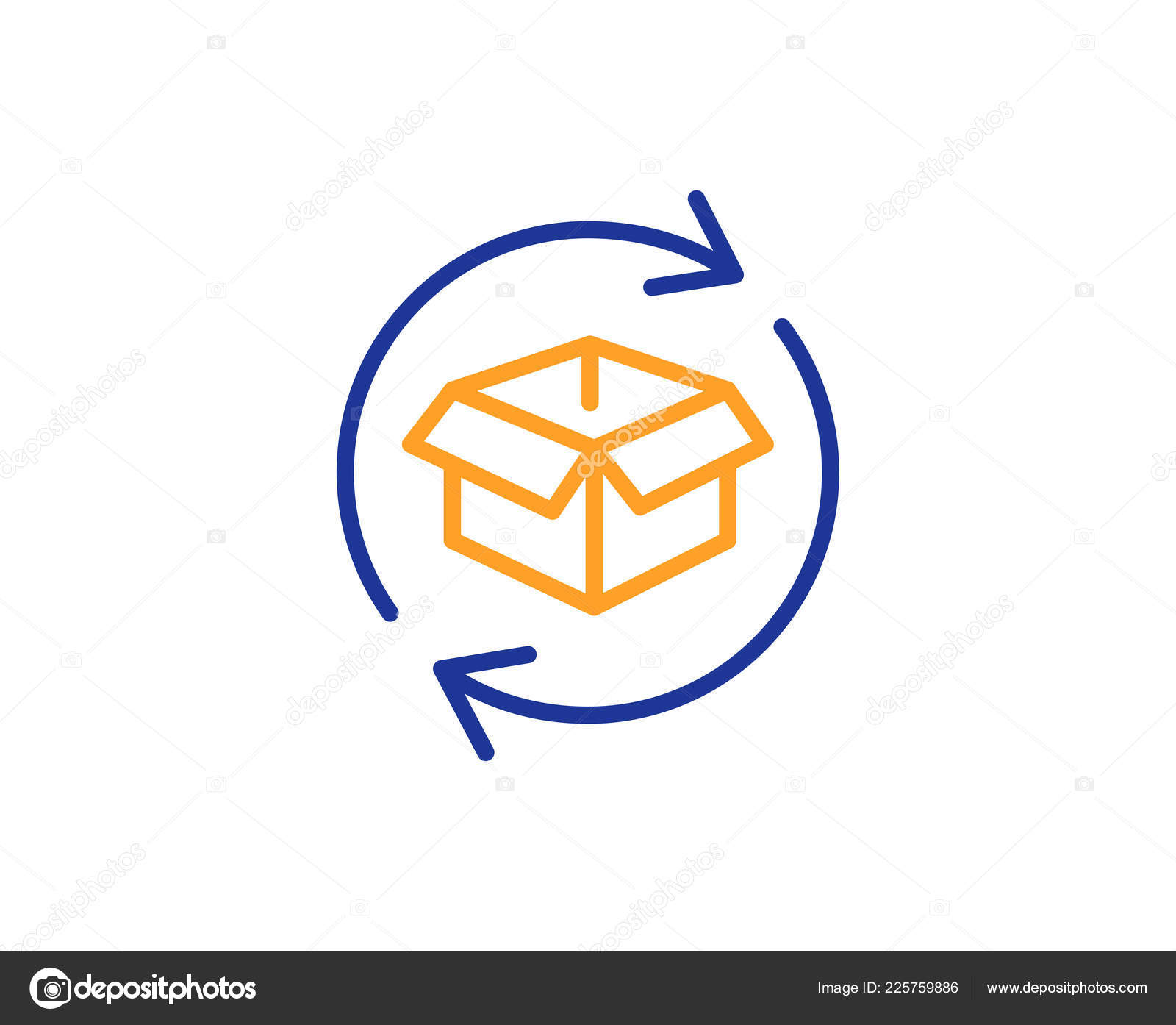 Exchange of goods line icon. Return parcel sign. Package tracking symbol. Colorful outline concept. Blue and orange thin line color icon. Return parcel Vector